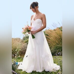 Lulus luxe bridal Somerie Ivory Strapless Organza Overlay Maxi Dress Sz XL